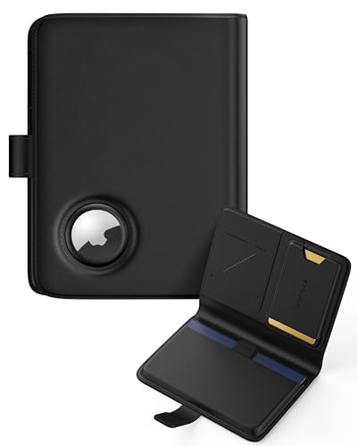 Stouchi AirTag Passport Holder, Passport Holder for Travel Men with Detachable Magnetic Card Case, RFID-blocking, 1-Second Pull Strap & One-Hand Access, Premium Vegan Leather Travel Document Organizer