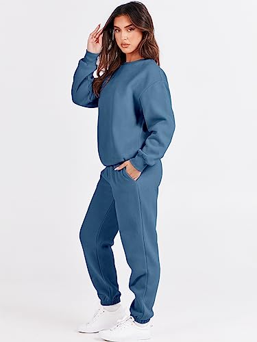 ANRABESS Women's Two Piece Outfits Sweatsuit Lounge Set Long Sleeve Crewneck Sweatshirt Jogger Pants Tracksuit 2025 Fall Sets4