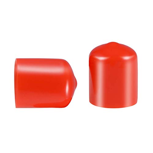 Screw Thread Protectors, PVC Rubber Round Tube Bolt Cap Plastic End Cap Cover Thread Protectors Red, Inner Dia 19mm, 50 Pcs