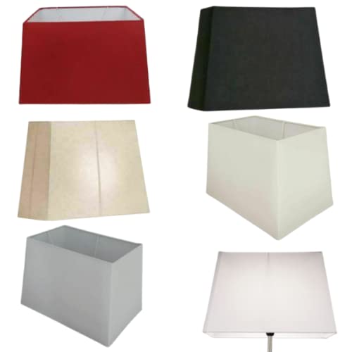 Modern Rectangular Silky Fabric Pyramid Shape White Inner Table & Floor Lamp Light Shades (15 Inch, Cream)