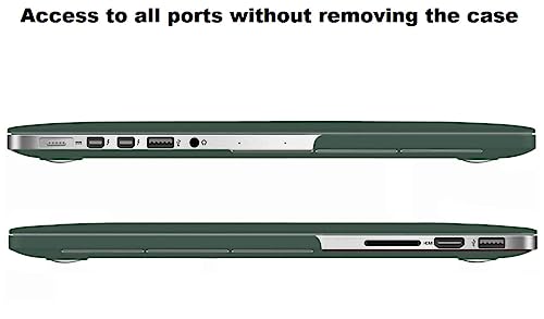 Image of Midkart Matte Hard Shell Plastic Case Cover Compatible with MacBook Pro 15 Inch with Retina Display (Model A1398, Old Version, Release 2015-2012) with Silicon Key Guard & Dust Plugs, Midnight Green