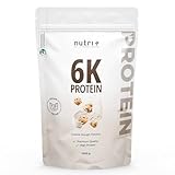 Nutri + 6K Poudre de protéines végétaliennes - Cookie Dough - sachet de 1 kg - avec des pépites de chocolat - fitness & musculation - avec les BCAA