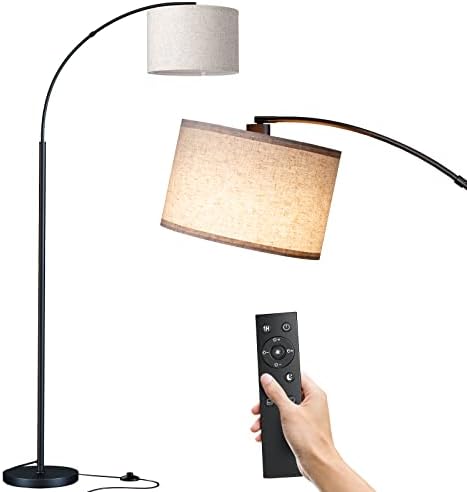 SUNMORY Arc Floor Lamp with Remote,Modern Floor Lamp with Stepless Dimmable Bulb,75″Height Tall Lamp for Living Room with Hanging Drum Shade and Weighted Base.Mid Century Standing Lamp for Bedroom.