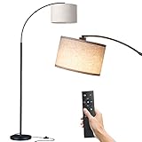 SUNMORY Arc Floor Lamp with Remote,Modern Floor Lamp with Stepless Dimmable Bulb,75″Height Tall Lamp for Living Room with Hanging Drum Shade and Weighted Base.Mid Century Standing Lamp for Bedroom.