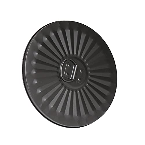 Jinfa | Couvercle pour poubelle taille M | Couvercle vintage en métal avec poignée | Noir | 29 cm de diamètre | 18 litres