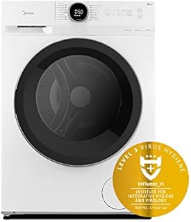 Midea MF200W90B/E Freestanding Washing Machine, BLDC Motor, Bright LED Display, Health Guard, Steam, 1400RPM, 9kg load, White [Energy Class B]