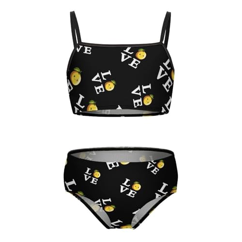 Love Happy Lemon Girls Swimsuits Two Piece Bikini Sets Beach Sport Swimwear Bathing Suit