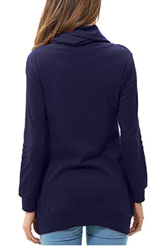 levaca Womens Long Sleeve Pullover Sweatshirts Tunic Tops for Leggings Navy M