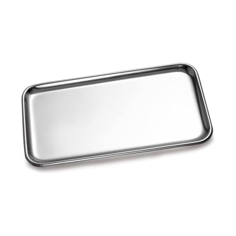 IMEEA Small Vanity Tray Rectangle Satinless Steel Little Jewelry Tray Bathroom Tray Storage Organizer Makeup Cosmetic Organizer Trays, 8 x 4.6 inch Cover