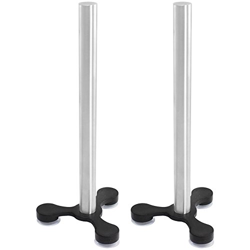 com-four® 2X Küchenrollenhalter stehend mit Saugnapf Standfuß - Papierrollenhalter für die Küche - Rollenhalter aus Edelstahl - Küchenrollenhalterung ohne Bohren - 31 cm