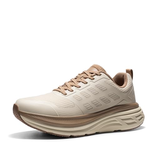 NORTIV 8 Women's Walking Shoes Cushion Running Tennis Shoes ActiveFloat Non-Slip Comfortable Breathable Workout Gym Sports Athletic Fashion Sneakers 6 Beige/Khaki