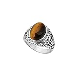 Locrccl Oval Tiger Eye Stone Retro Ring Statement Ring for Women Natural Stone Gemstone Christmas Gi