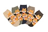 [ことさんのお店] 靴下 レディース 5足セット 22.0 cmから25.0 cm 柴犬 ソックス セット 可愛い 犬 いぬ くつした 女の子 くつ下 靴した しば犬 シバ犬