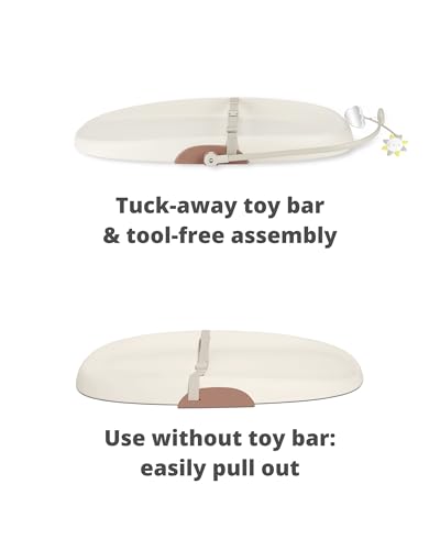 Image of Skip Hop Baby Changing Pad Nursery Style Wipe-Clean Contoured with Cushioned Foam, Non-Skid Base, Built-in Safety Belt & Tuck-Away Toy Bar Fits Standard Changing Tables, Oat
