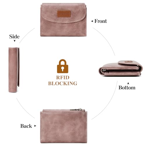 Image of SENDEFN Small Womens Wallet RFID Blocking Double Zipper Pocket Card Holder Purse