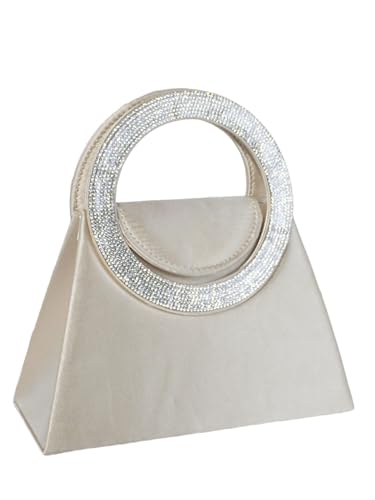 COOLOYA Bolsa tiracolo feminina trapézio trapézio com strass para noite bolsa clutch alça superior com corrente, Champanhe, One Size, Macio