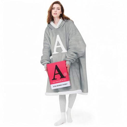 Wearable Blanket Hoodie With Initials