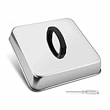 Leonyo 8.2 Inch Square Cheese Melting Dome, Heavy Duty Square Steaming Basting Cover Lid, Stainless Steel Griddle Grill Dome for Outdoor & Indoor Flat Top BBQ Grilling Kitchen Cooking Buffet Keep Warm