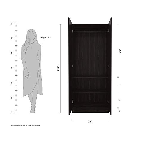 Image of Amazon Brand - Solimo Pyxis Engineered Wood 2-Door Wardrobe (Wenge Finish)