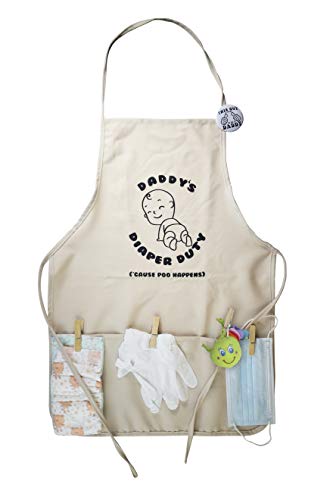 MUNIFICENCE Daddys Diaper Duty Apron for New Dad To Be to Great Gift Beige 63H x 45W