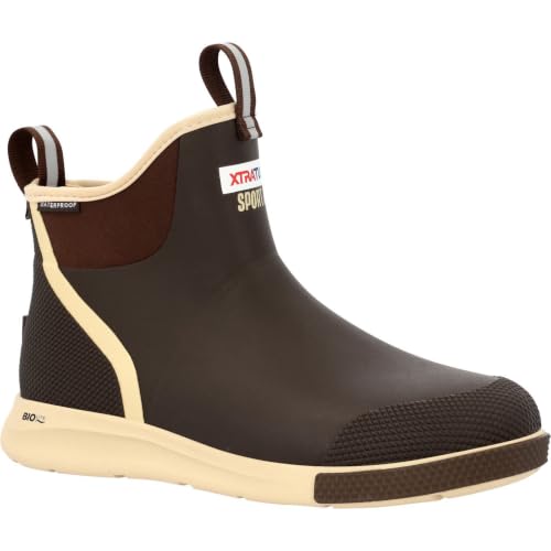 Image of XTRATUF 6 inch Men's Ankle Deck Boot Sport - 30% Lighter, 100% Waterproof Rubber Fishing Footwear - Non-Marking, Slip-Resistant Outsole - Moisture-Wicking Liner