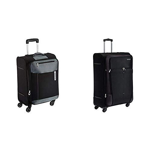 American Tourister Portugal Polyester 57 cms Black Soft Sided Carry-On + Crete Polyester 77 cms Black Softsided Check-in Luggage (AMT PORTUGAL SP 57CM BLACK + 49W (0) 09 003)