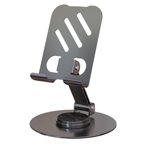スマホスタンド 卓上(フルメタル、マルチアングル回転、ブラック) 携帯電話デスクホルダー,すべての携帯電話に適したポータブル折りたたみスタンド