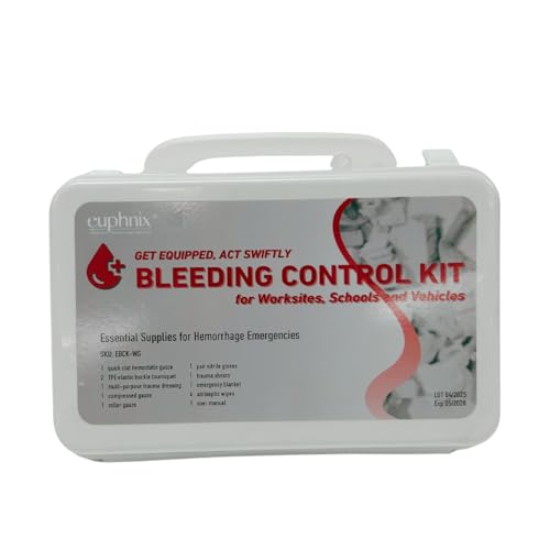 euphnix Mountable Bleeding Control Kit - Essential Emergency Hemorrhage Supplies for Workplaces Schools and Vehicles | OSHA-Compliant Quick Clot Compact Instant Access | Standard Pack 12 Pcs