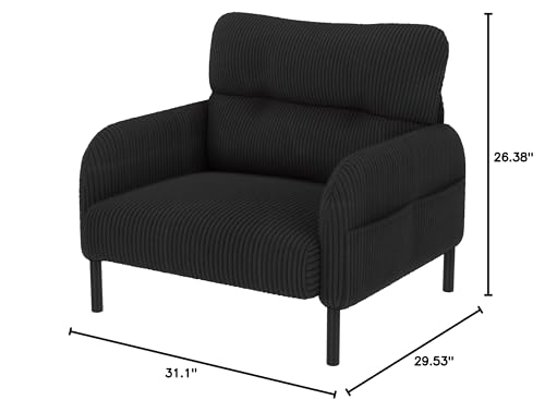 Sillón Plegable Corduroy Negro miniatura 2