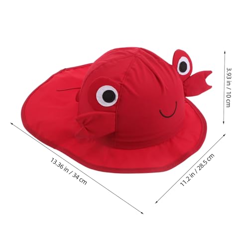 LIFKOME Summer Sun Hat with Wide Brim and Neck Flap Quick Dry UV Protection Beach Hat for Boys and Cute Crab Design Lightweight and Breathable for Outdoor Fun Ages Red2
