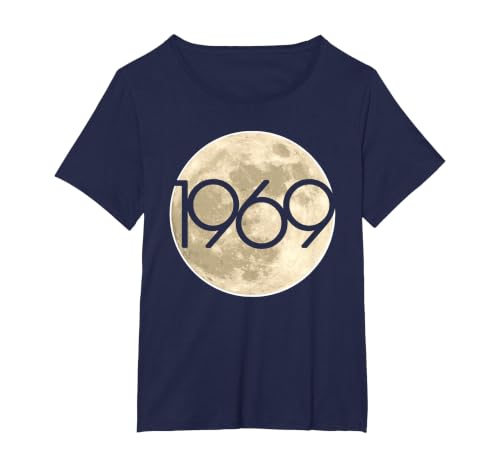 50th Anniversary Apollo 11 1969 Moon Landing T-Shirt, Women's Plus, Navy Blue, 5X