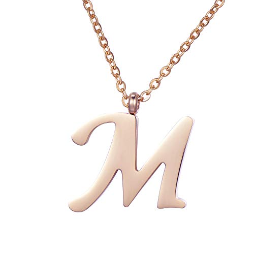 Morella Collar de Oro Rosa y Acero Inoxidable con Colgante Letra M