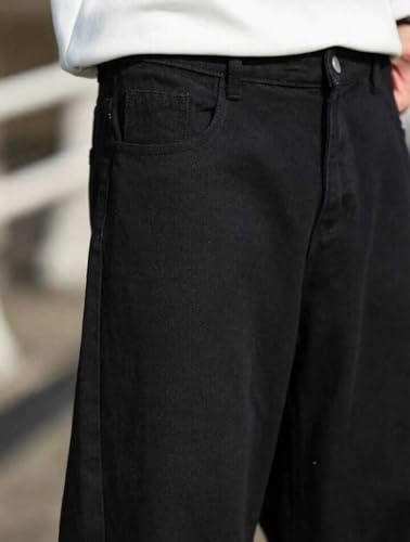 Image of Men's Baggy Fit Jeans - Loose Fit High-Rise Denim - Comfortable Casual Wear Jeans for Men - Trendy Street Style Denim Pants