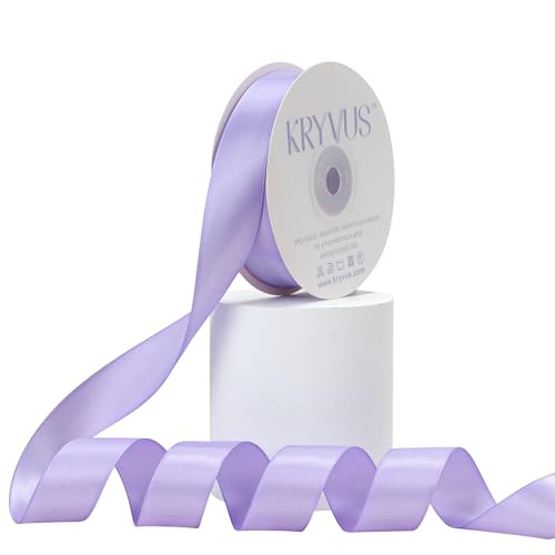 Kryvus Lavender Satin Ribbon, Double Faced 7/8 Inch X 25 Yards Lavender Ribbon, Premium Satin Ribbons for Gift Wrapping, Crafts, Hair Bow Making, Sewing, Flower Bouquet, Spring Wedding Party Decor