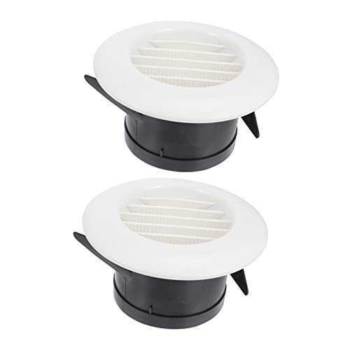 WESIEVYA 2個 エアコン排気 エアベント ルーバー グリルカバー ベント ホームエアベント 部屋用エアコン 排気ファンの軒裏通気口 丸いアウトレットベント の吹き出し口 腹筋 白い