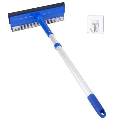 Image of Window Cleaner Tool for Home with 20''-30'' Extension Pole, Squeegee for Car Windshield Cleaning, Glass Washer for Shower Doors, Mirror