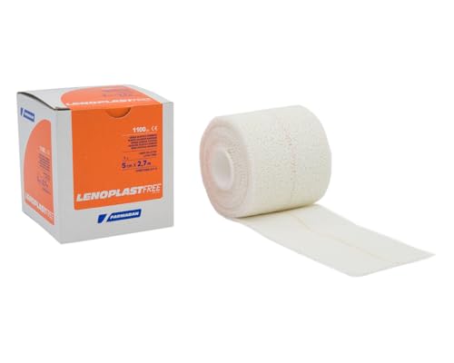 LENOPLAST BENDA ELASTOADESIVA - Benda Elastica Adesiva, Bordi Morbidi e Materiale Adesivo Poroso, Riga Centrale Gialla (altezza cm 5)