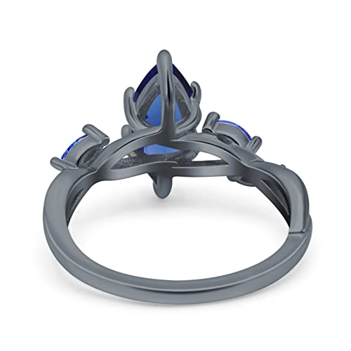 Infinity Twist Blue Sapphire Marquise Art Deco Engagement Wedding Bridal Ring Round Simulated Cubic Zirconia 925 Sterling Silver3
