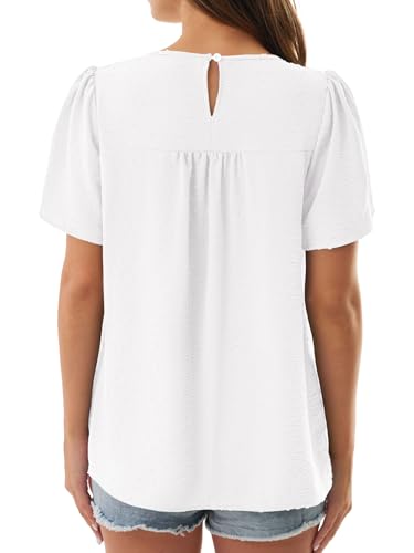 Women's Short Sleeve Chiffon Top $5.99 – Crewneck Casual Blouse with Lace Hem - image 3