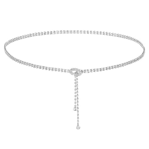 Sparkly Belts for Women, Diamond Belts Rhinestone Bling Chain Belts for Dress Sparkle Thin Belts for Women for Wedding Party