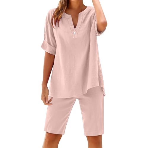 BUKTEMEC pink linen two piece set