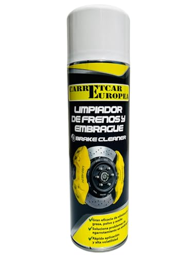 carretcar europea Limpiador de Frenos en Spray 1 Unidad 500 ml – Brake Cleaner para Coches, Motos, Bicis, Maquinaria | Limpiafrenos de Evaporación Rápida, Sin Residuos, No corrosivo, Sin acetona