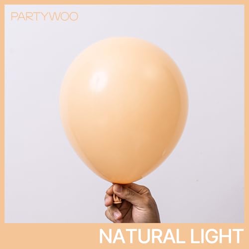 Image of PartyWoo Apricot Balloons, 100 Pcs, Different Sizes Pack, Perfect for Birthday, Baby Shower, Wedding Decorations