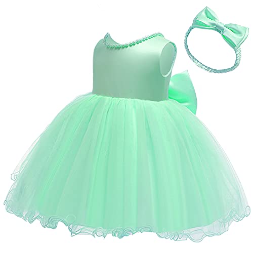 Special Occasion Christening Lace Birthday Christmas Easter Flower Baby Girl Dress Princess Formal Prom Party Tutu Ball Gown 3T 4T Light Green 110 #TOP1