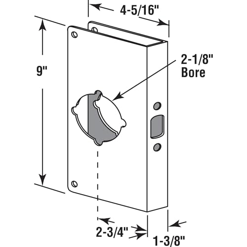 Prime-Line Products U 9549 Door Reinforcer 1-3/8-Inch Thick by 2-3/4-Inch Backset 2-1/8-Inch Bore, Brass, Non-Recessed by Defender Security - Image 2