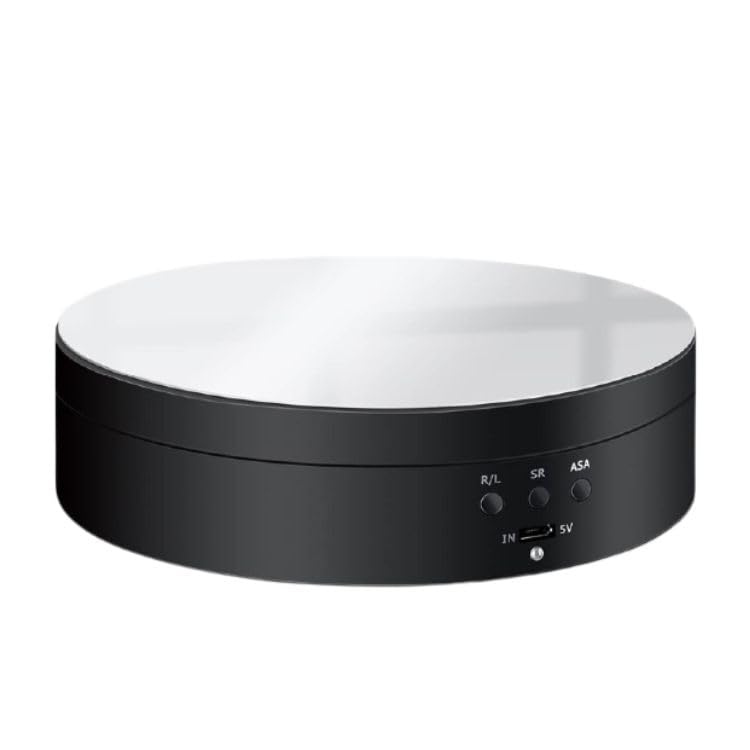 FOLETO Rotating 5.4 Inch 4 Kgs Load Bearing Display Stand 360 Degree, Shinning Surface Electric Turntable for Photography, Shows, Tumblers, Spinning, Jewellery, Turner, Black