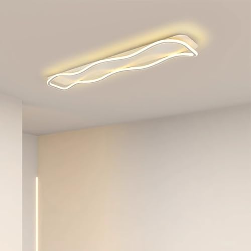 Plafonnier LED dimmable avec télécommande design blanc 100cm