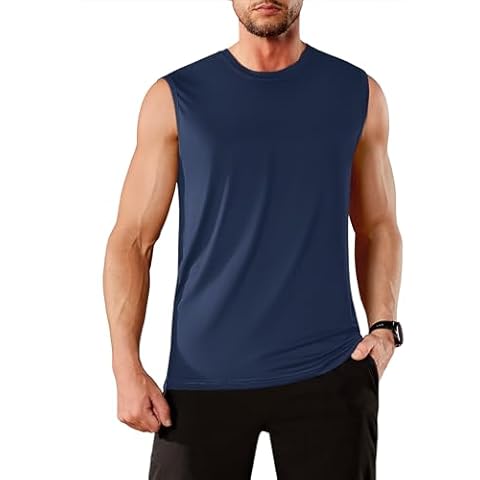 TACVASEN Men's UV Protection Running Tank Top Cover