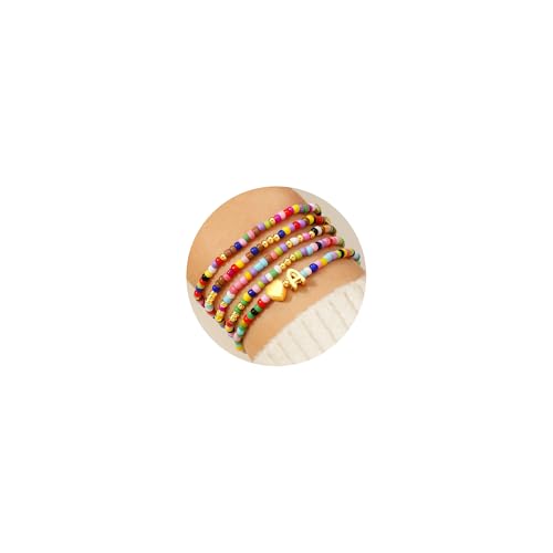 M MOOHAM Bracelets for Girls Gifts - Colorful Boho Beaded Initial Bracelet for Kids, Heart Initial A Bracelets Jewelry for Girls, Birthday Gifts for Girl Age 6 7 8 9 10 11 12 13 14 Years Old