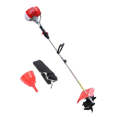 LyeXD 42.7CC 2-Stroke Mini Gasoline Tiller Cultivator,1.25kw Gas Powered Rototiller Garden Tiller Air-cooled Handheld Mini Tiller for Gardening, Garden Tiller with Carburetor Max Tilling 3.5inch Deep